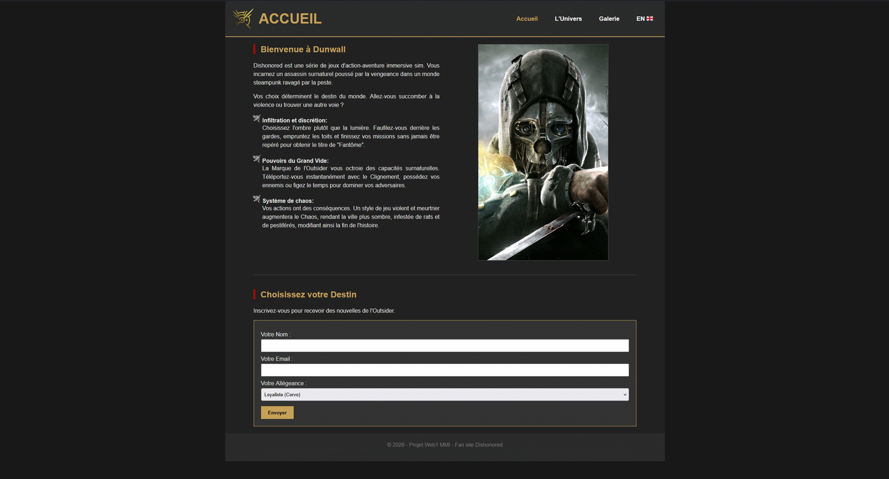 Aperçu du projet Dishonored